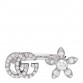 18K White Gold Diamond Flora GG Open Ring 49 5