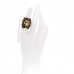 Metal Crystal Lion Head Ring 50 5.25 Aged Gold