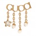 Metal Crystal Pearl Script Drop Single Earring Gold