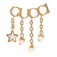 Metal Crystal Pearl Script Drop Single Earring Gold
