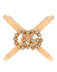 18K Yellow Gold Diamond Running G Cross Ring 50 5.25