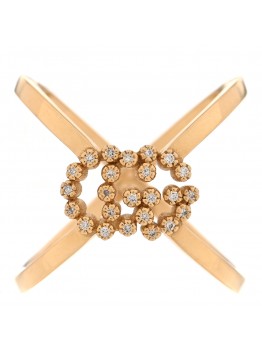 18K Yellow Gold Diamond Running G Cross Ring 50 5.25