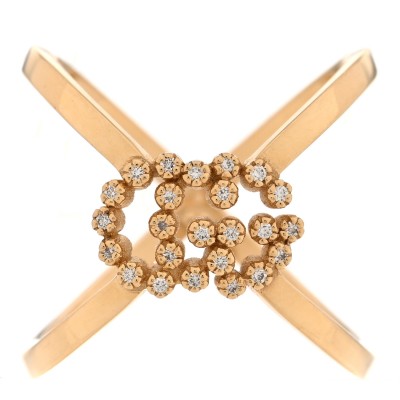 18K Yellow Gold Diamond Running G Cross Ring 50 5.25