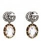 Metal Crystal Double G Drop Earrings Aged Gold