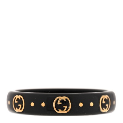 18K Yellow Gold Synthetic Corundum Icon Ring 51 5.75 Black