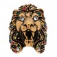 Metal Crystal Lion Head Ring 50 5.25 Aged Gold