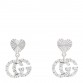18K White Gold Diamond GG Running Heart Drop Earrings