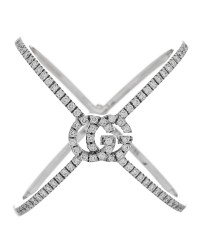 18K White Gold Diamond Running G Cross Ring 51 5.75
