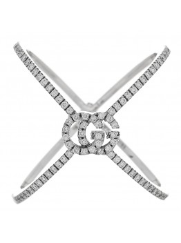 18K White Gold Diamond Running G Cross Ring 51 5.75