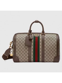 GG Savoy Small Duffle Bag Beige and Ebony GG Supreme Canvas 724262