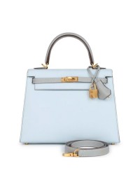 H Special Order (HSS) Kelly Sellier 25 Bleu Brume and Bleu Glacier Epsom Brushed Gold Hardware