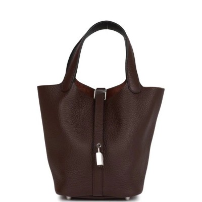 H Eclat Picotin Lock 18 Rouge Sellier Clemence Palladium Hardware