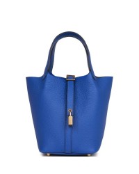H Picotin Lock 18 Bleu Royal Clemence Gold Hardware