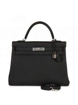 H Kelly Retourne 30cm Black Togo Palladium Hardware