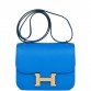 H Constance 18 Bleu Hydra Chevre Gold Hardware
