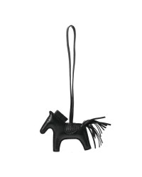 H Milo Lambskin Matte Alligator Touch Grigri Rodeo Horse Bag Charm PM So Black