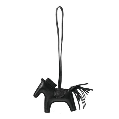 H Milo Lambskin Matte Alligator Touch Grigri Rodeo Horse Bag Charm PM So Black
