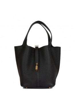 H Picotin Lock 22 Black Clemence Gold Hardware
