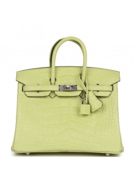 H Birkin 25 Jaune Bourgeon Matte Alligator Palladium Hardware