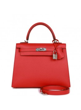 H Kelly Sellier 25 Rouge de Coeur Verso Epsom Palladium Hardware