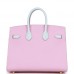 H Special Order (HSS) Birkin Sellier 25 Mauve Syestre and Bleu Brume Epsom Brushed Gold Hardware