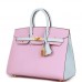 H Special Order (HSS) Birkin Sellier 25 Mauve Syestre and Bleu Brume Epsom Brushed Gold Hardware