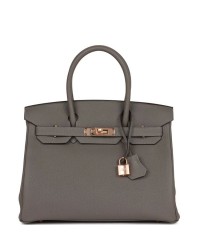 H Birkin 30 Gris Meyer Togo Rose Gold Hardware