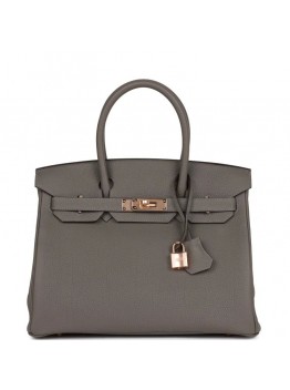 H Birkin 30 Gris Meyer Togo Rose Gold Hardware