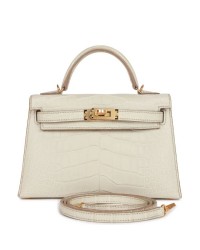 H Kelly Sellier 20cm Beton Matte Alligator Gold Hardware