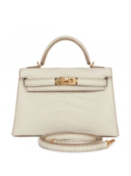 H Kelly Sellier 20cm Beton Matte Alligator Gold Hardware