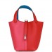 H Picotin Lock 18 Casaque Rouge de Coeur, Rose Extreme and Bleu Zanzibar Clemence Palladium Hardware