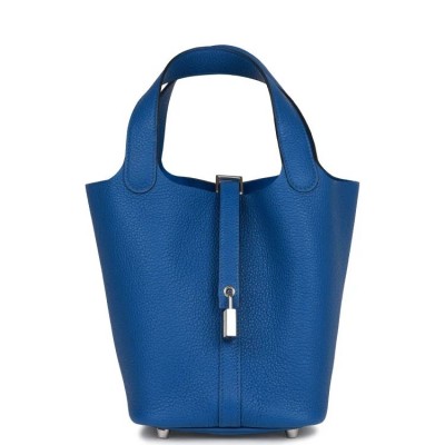 H Picotin Lock 18 Bleu France Clemence Palladium Hardware
