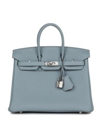 H Birkin 25 Bleu Lin Verso Togo Palladium Hardware