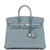 H Birkin 25 Bleu Lin Verso Togo Palladium Hardware