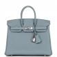 H Birkin 25 Bleu Lin Verso Togo Palladium Hardware