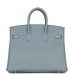 H Birkin 25 Bleu Lin Verso Togo Palladium Hardware