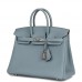H Birkin 25 Bleu Lin Verso Togo Palladium Hardware