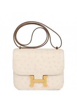 H Constance 18 Nata Ostrich Gold Hardware