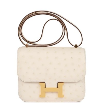 H Constance 18 Nata Ostrich Gold Hardware