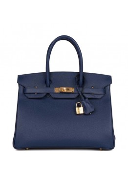 H Birkin 30 Bleu Saphir Epsom Gold Hardware