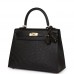 H Kelly Sellier 25 Black Ostrich Gold Hardware