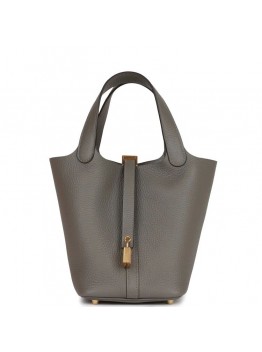 H Picotin Lock 18 Gris Meyer Clemence Gold Hardware