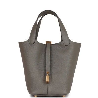 H Picotin Lock 18 Gris Meyer Clemence Gold Hardware
