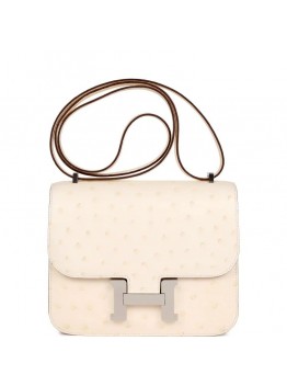 H Constance 18 Nata Ostrich Palladium Hardware