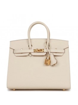 H Birkin Sellier 25 Craie Epsom Gold Hardware