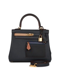 H Colormatic Kelly Retourne 25 Caban, Black and Chai Swift Gold Hardware