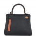 H Colormatic Kelly Retourne 25 Caban, Black and Chai Swift Gold Hardware