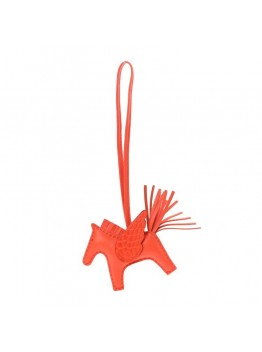 H Milo Lambskin Matte Alligator Touch Grigri Rodeo Pegase Horse Bag Charm PM Orange Poppy Capucine