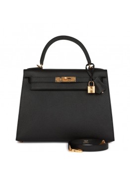 H Kelly Sellier 28 Black Epsom Gold Hardware