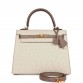 H Special Order (HSS) Kelly Sellier 25 Beton and Gris Asphalte Ostrich Gold Hardware